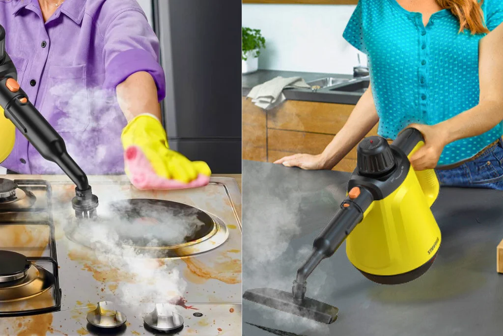 STMWORLD Handheld Steam Cleaner used to refresh car upholstery